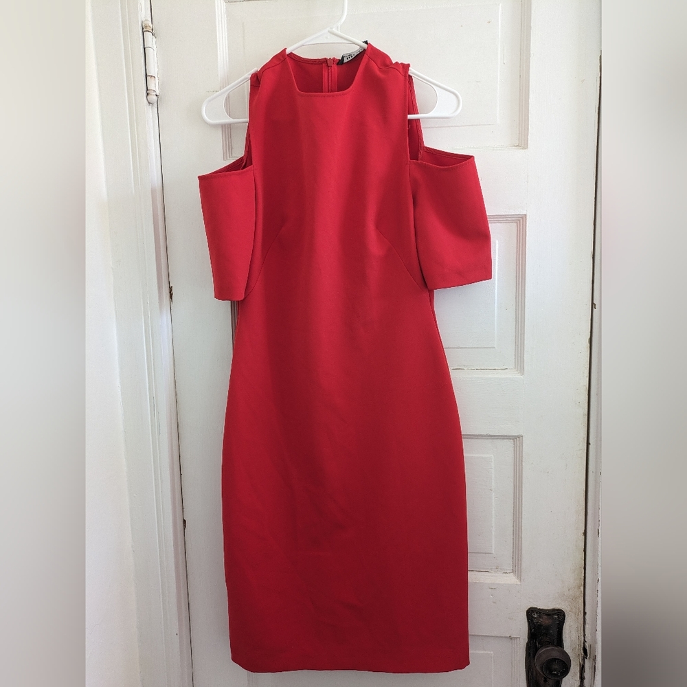 Zara red open shoulder dress